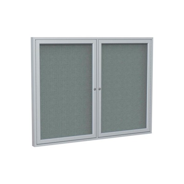 Ghent Ghent Enclosed Bulletin Board, 2 Door, 48"W x 36"H, Gray Fabric/Silver Frame PA23648F-91 - main